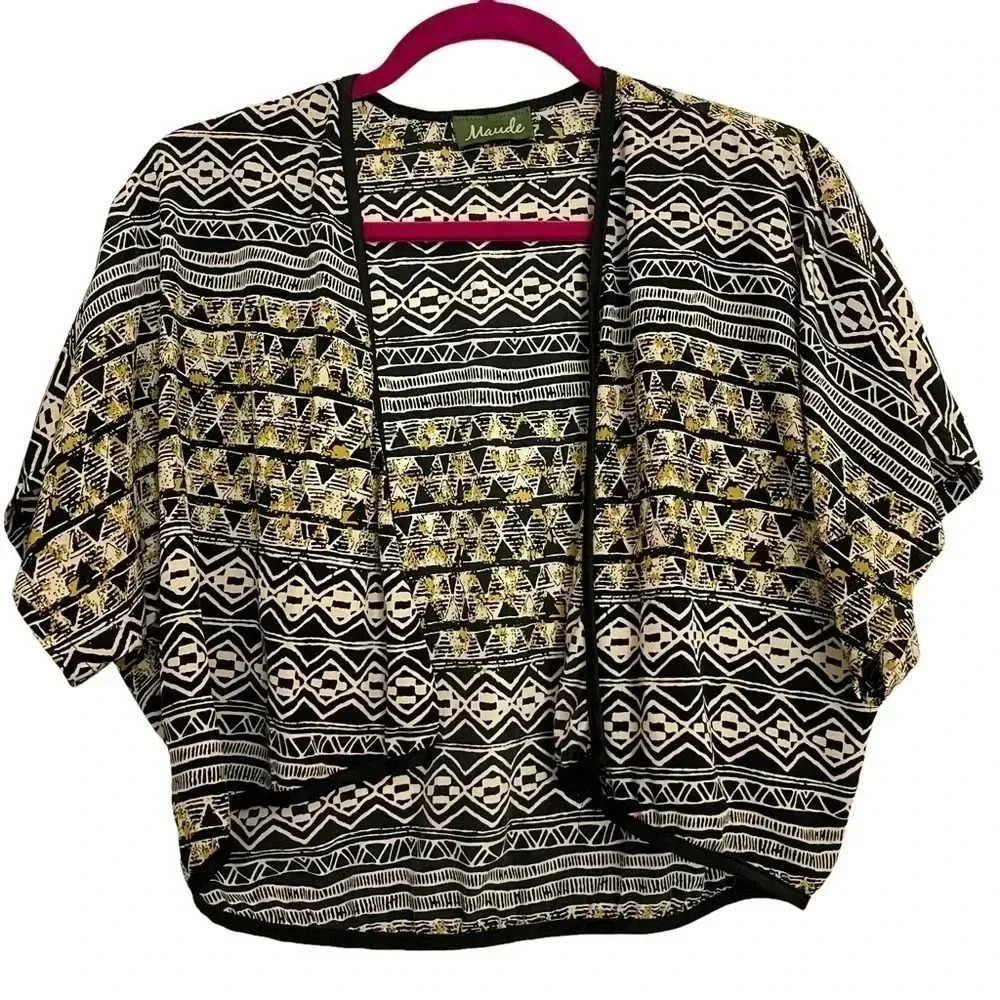 Maude Black Yellow Silky Shrug